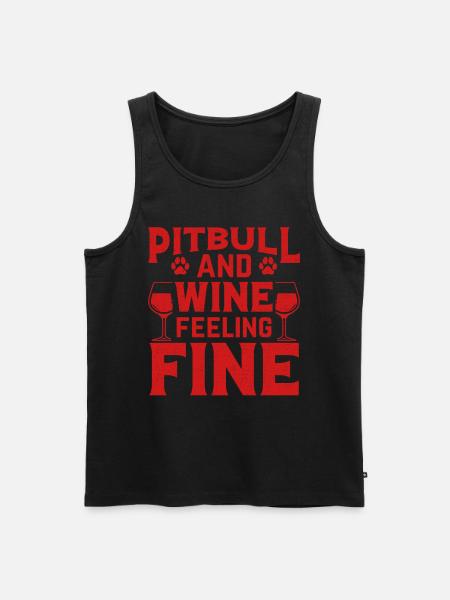 Pitbull and wine feeling fine - Men's Premium Organic Tank Top - black