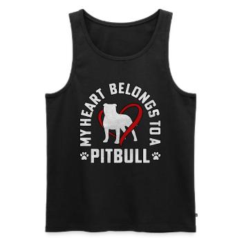 Mon cœur appartient à un pitbull - Débardeur bio Premium Homme - noir - Devant - AI Model Male 178 light (178cm)