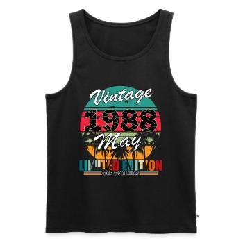 Born May 1988 May 1988 Born in May - Men's Premium Organic Tank Top - black - Front - AI Model Male 178 light (178cm)