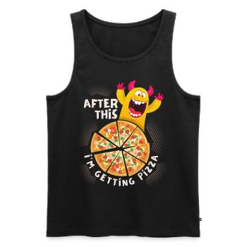 Funny pizza monster, pizza saying, reward - Men's Premium Organic Tank Top - black - Front - AI Model Male 178 light (178cm)