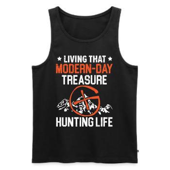The modern life of a treasure hunter - Men's Premium Organic Tank Top - black - Front - AI Model Male 178 light (178cm)