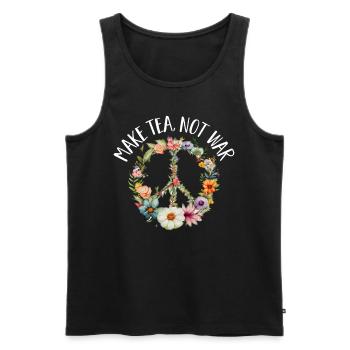 Hippie Peace Zeichen Frieden Blumen Blumenkind - Männer Premium Bio Tank Top - Schwarz - Vorne - AI Model Male 178 light (178cm)
