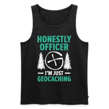 Honest Officer, I'm just geocaching geocache - Men's Premium Organic Tank Top - black - Front - AI Model Male 178 light (178cm)