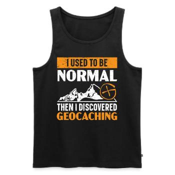 I used to be normal, then I discovered geocaching - Men's Premium Organic Tank Top - black - Front - AI Model Male 178 light (178cm)