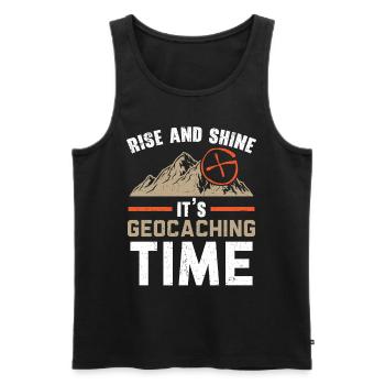 Get up and shine, it's geocaching time Geocac - Men's Premium Organic Tank Top - black - Front - AI Model Male 178 light (178cm)