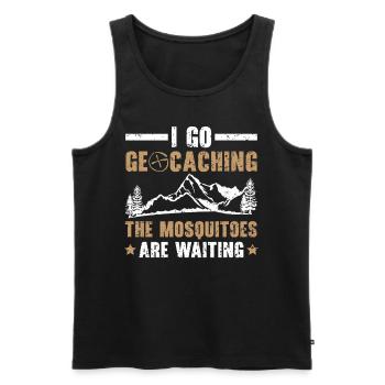I'm going geocaching The mosquitoes are already waiting - Men's Premium Organic Tank Top - black - Front - AI Model Male 178 light (178cm)