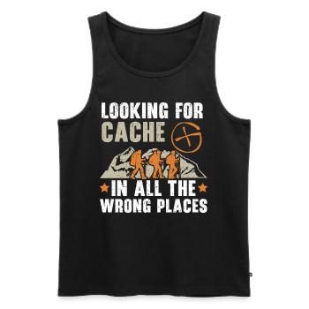 Searching for cache in the wrong places - Men's Premium Organic Tank Top - black - Front - AI Model Male 178 light (178cm)