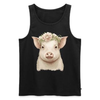 Piglet Flower Crown Pig Baby Floral Farm Animal Pe - Männer Premium Bio Tank Top - Schwarz - Vorne - AI Model Male 178 light (178cm)