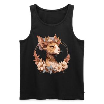 Fleur de chat mignon Sphynx Crown Pet Kitten Floral - Débardeur bio Premium Homme - noir - Devant - AI Model Male 178 light (178cm)