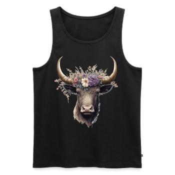 Flower Crown Yak Floral Farm Animal Yak Lovers - Männer Premium Bio Tank Top - Schwarz - Vorne - AI Model Male 178 light (178cm)