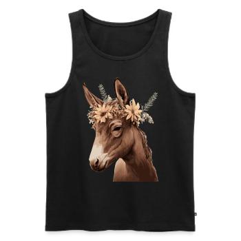 Flower Crown Mule Floral Farm Animal Pet - Männer Premium Bio Tank Top - Schwarz - Vorne - AI Model Male 178 light (178cm)