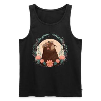Flower Crown Mole Floral Farm Animal Pet - Männer Premium Bio Tank Top - Schwarz - Vorne - AI Model Male 178 light (178cm)