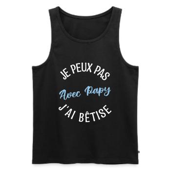 Cadeau Papy, Cadeau grand-père. papi de l'année. - Débardeur bio Premium Homme - noir - Devant - AI Model Male 178 light (178cm)
