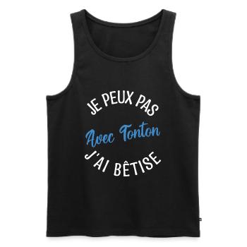 Cadeau Tonton, cadeau oncle, tonton de l'année. - Débardeur bio Premium Homme - noir - Devant - Michal (187cm)