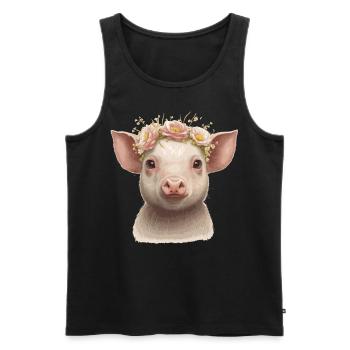 Cute Piglet Flower Crown Baby Pig Floral Farm Anim - Männer Premium Bio Tank Top - Schwarz - Vorne - AI Model Male 178 light (178cm)