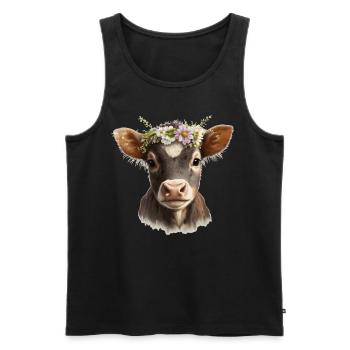 Veau Fleur Couronne Bébé Vache Floral Ferme Animal de compagnie - Débardeur bio Premium Homme - noir - Devant - Michal (187cm)
