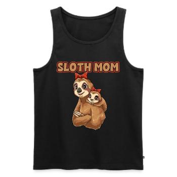 Sloth Mom für Mutti - Männer Premium Bio Tank Top - Schwarz - Vorne - Michal (187cm)