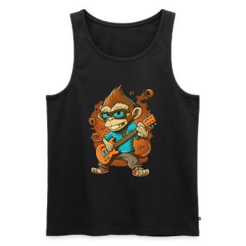 Affe Schimpanse spielt Acousitc Rock Gitarre - Männer Premium Bio Tank Top - Schwarz - Vorne - Michal (187cm)