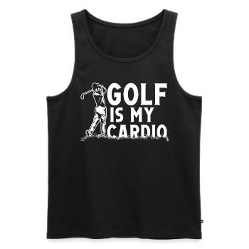 Golf is my Cardio - Männer Premium Bio Tank Top - Schwarz - Vorne - Michal (187cm)