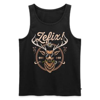 Zefix T-Shirt bayrisch Grantler Trachtenshirt Mann - Männer Premium Bio Tank Top - Schwarz - Vorne - Michal (187cm)