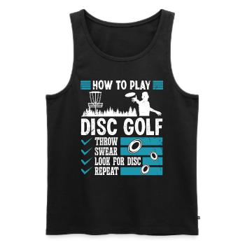 How to play Disc Golf - Men's Premium Organic Tank Top - black - Front - AI Model Male 178 light (178cm)