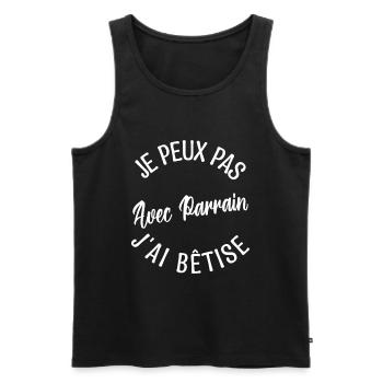 Cadeau Parrain, Cadeau futur parrain. - Débardeur bio Premium Homme - noir - Devant - Michal (187cm)