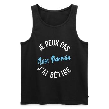 Cadeau Parrain, Cadeau futur parrain. - Débardeur bio Premium Homme - noir - Devant - Michal (187cm)