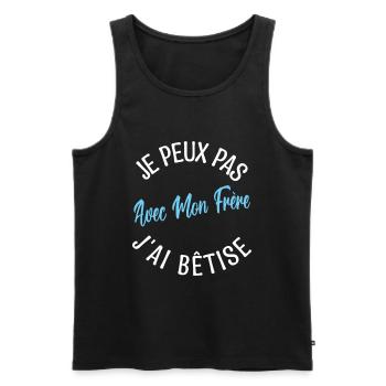 idée Cadeau frère. cadeau frères et sœurs. - Débardeur bio Premium Homme - noir - Devant - AI Model Male 178 light (178cm)
