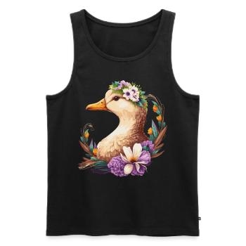 Flower Crown Duck Floral Farm Animal Pet - Men's Premium Organic Tank Top - black - Front - Michal (187cm)