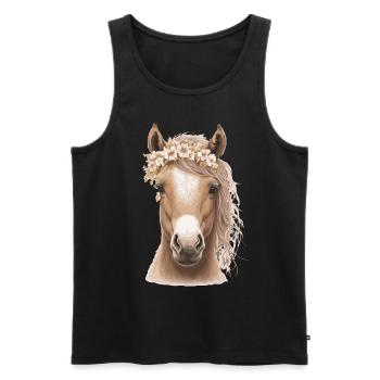 Bébé Cheval Fleur Couronne Poulain Floral Ferme Animal Pe - Débardeur bio Premium Homme - noir - Devant - Michal (187cm)