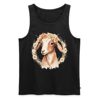 Bébé Chèvre Fleur Couronne Floral Ferme Animal de compagnie - Débardeur bio Premium Homme - noir - Devant - Michal (187cm)