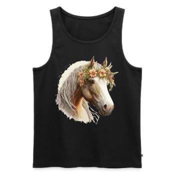 Fleur de cheval Couronne Floral Ferme Animal de compagnie Cheval Ri - Débardeur bio Premium Homme - noir - Devant - Michal (187cm)