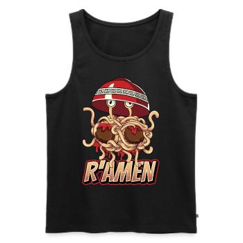 Flying Spaghetti Monster FSM Pastafarian - Men's Premium Organic Tank Top - black - Front - AI Model Male 178 light (178cm)