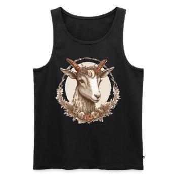 Couronne de fleur Chèvre Floral Ferme Animal de compagnie - Débardeur bio Premium Homme - noir - Devant - Michal (187cm)