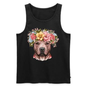 Cute Bull Terrier Flower Crown Pet Dog Breed Flora - Männer Premium Bio Tank Top - Schwarz - Vorne - Michal (187cm)