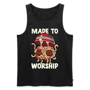 Flying Spaghetti Monster FSM Pastafarian - Men's Premium Organic Tank Top - black - Front - AI Model Male 178 light (178cm)