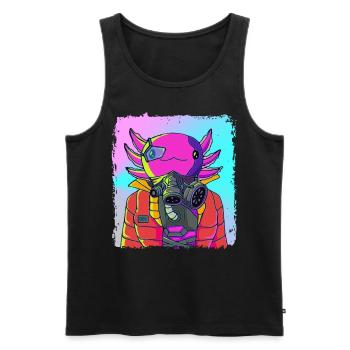Cyber Vaporwave Aesthetics Futuristic Axolotl - Men's Premium Organic Tank Top - black - Front - AI Model Male 178 light (178cm)