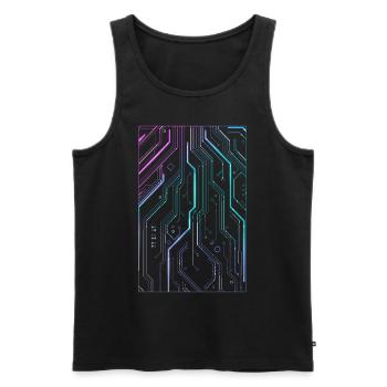 Cyber Vaporwave Esthétique Futuriste - Débardeur bio Premium Homme - noir - Devant - AI Model Male 178 light (178cm)