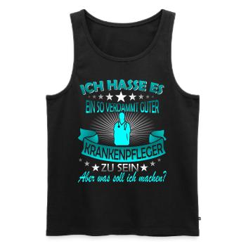 Geschenkidee für Krankenpfleger Pflegerin Pfleger - Männer Premium Bio Tank Top - Schwarz - Vorne - Michal (187cm)