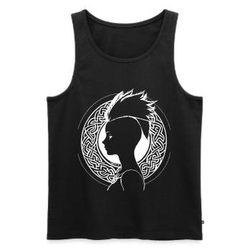 Fantasy Post Punk Celtic Tribal Art Batcave Girl - Men's Premium Organic Tank Top - black - Front - AI Model Male 178 light (178cm)