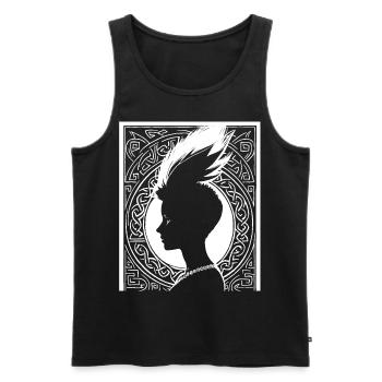 Fantasy Post Punk Celtic Tribal Art Batcave Girl - Débardeur bio Premium Homme - noir - Devant - AI Model Male 178 light (178cm)