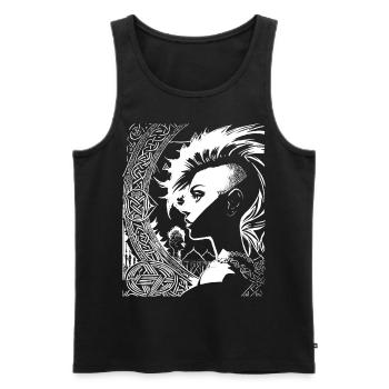 Fantasy Post Punk Celtic Tribal Art Batcave Girl - Débardeur bio Premium Homme - noir - Devant - AI Model Male 178 light (178cm)