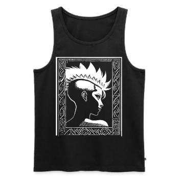 Fantasy Post Punk Celtic Tribal Art Batcave Girl - Débardeur bio Premium Homme - noir - Devant - AI Model Male 178 light (178cm)