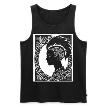 Fantasy Post Punk Celtic Tribal Art Batcave Girl - Débardeur bio Premium Homme - noir - Devant - AI Model Male 178 light (178cm)