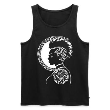 Fantasy Post Punk Celtic Tribal Batcave Mohawk Gi - Débardeur bio Premium Homme - noir - Devant - AI Model Male 178 light (178cm)