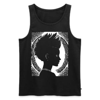 Fantasy Post Punk Celtic Tribal Art Batcave Girl - Débardeur bio Premium Homme - noir - Devant - AI Model Male 178 light (178cm)