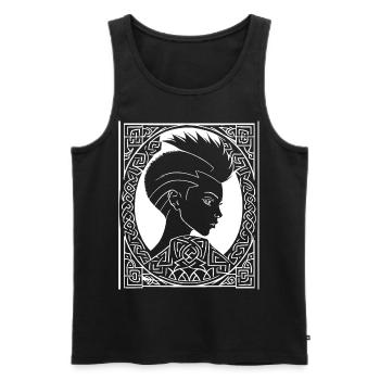 Fantasy Post Punk Celtic Tribal Batcave Mohawk Gi - Men's Premium Organic Tank Top - black - Front - AI Model Male 178 light (178cm)