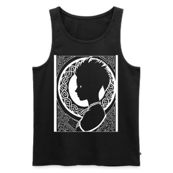 Fantasy Post Punk Celtic Tribal Batcave Mohawk Gi - Débardeur bio Premium Homme - noir - Devant - AI Model Male 178 light (178cm)