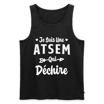 Je suis une ATSEM qui déchire Idée Cadeau Atsem - Débardeur bio Premium Homme - noir - Devant - Michal (187cm)