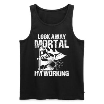 Look away i'm Working - Männer Premium Bio Tank Top - Schwarz - Vorne - AI Model Male 178 light (178cm)